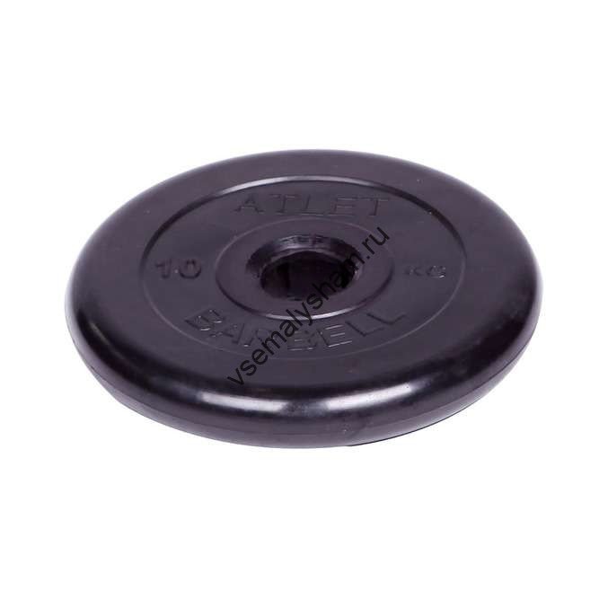 Диск обрезиненный Barbell Atlet d 51 мм чёрный 10 кг